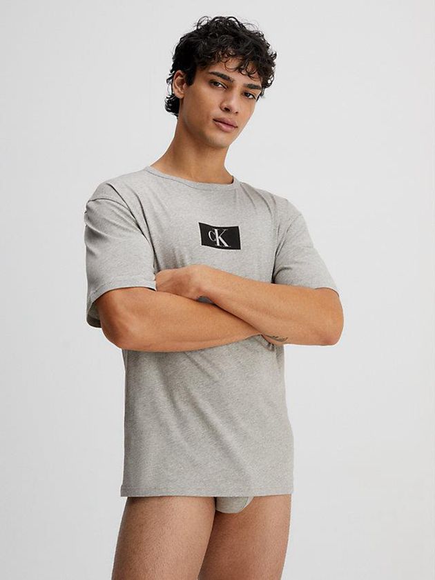 Grey Calvin Klein Organic Cotton Lounge - Ck96 Men T-Shirt | BAJM-14658