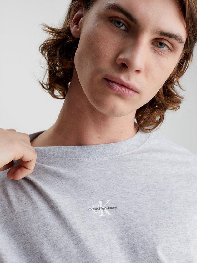Grey Calvin Klein Organic Cotton Monogram Men T-Shirt | MWPX-74032