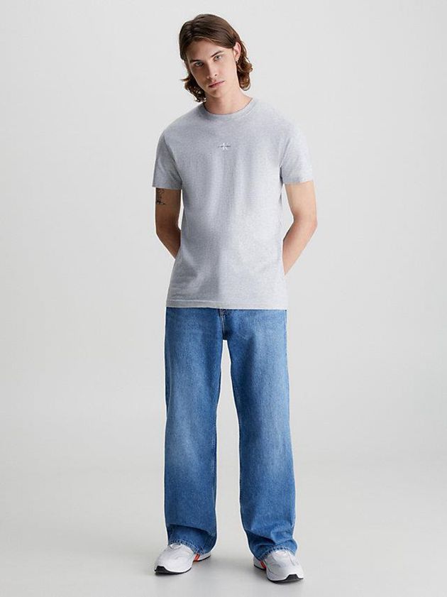Grey Calvin Klein Organic Cotton Monogram Men T-Shirt | MWPX-74032