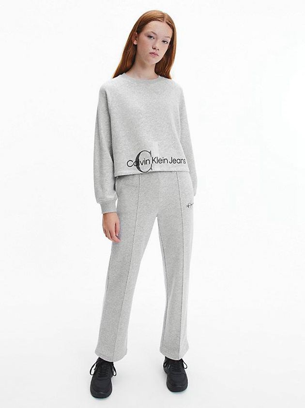 Grey Calvin Klein Oversized Cut Off Girls's Sweatshirt | ROPV-17490