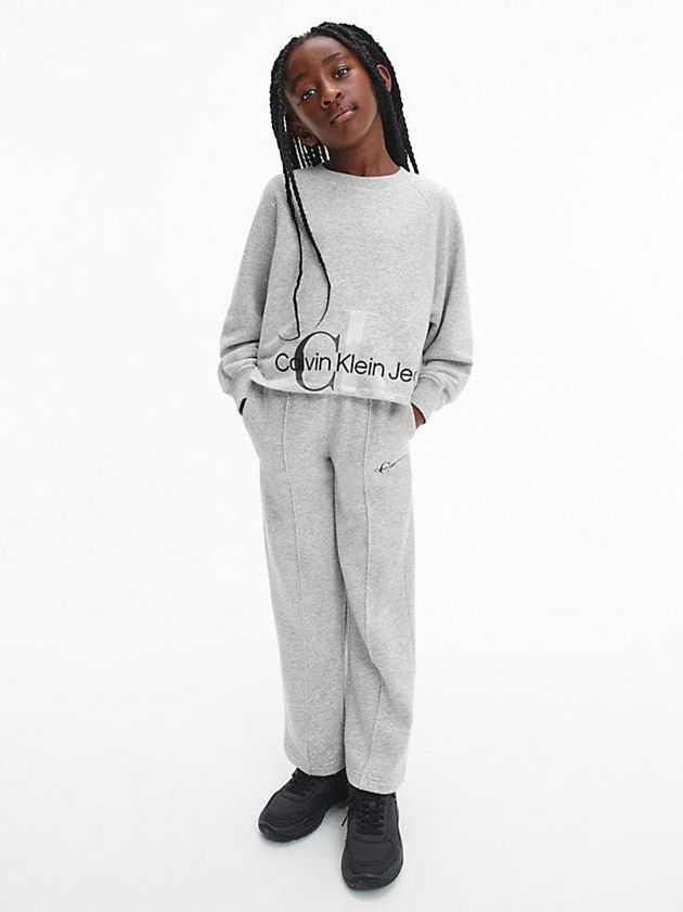 Grey Calvin Klein Oversized Cut Off Girls's Sweatshirt | ROPV-17490