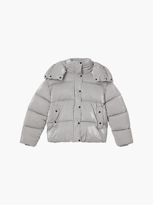 Grey Calvin Klein Oversized Shiny Puffer Women Jacket | VDLK-61754