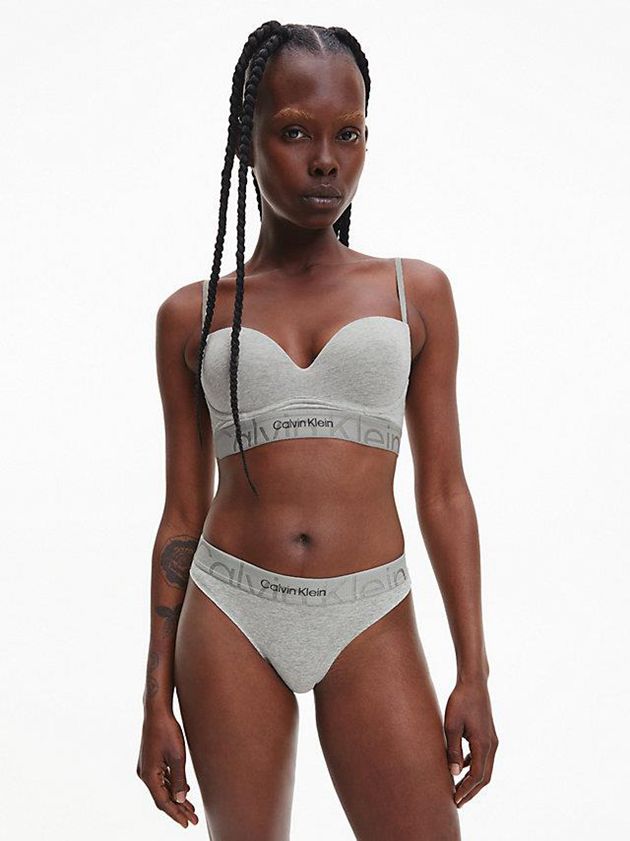 Grey Calvin Klein Push Up - Embossed Icon Women Bra | RESI-72831