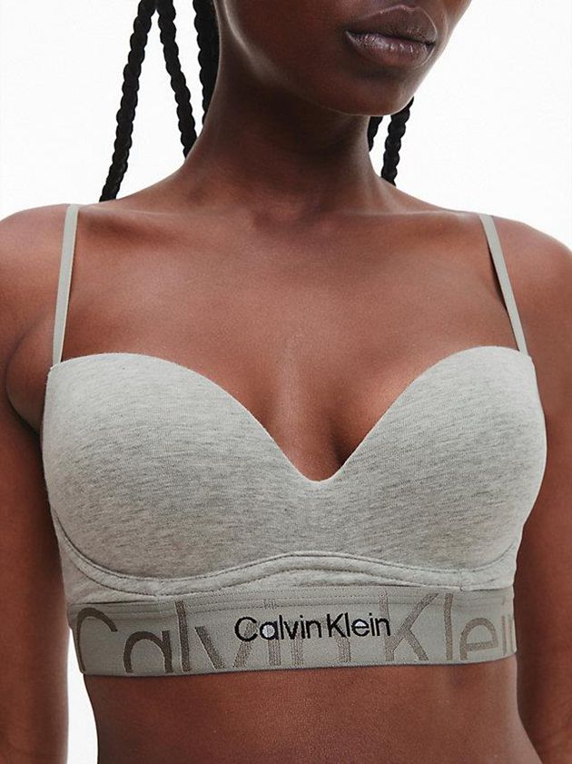 Grey Calvin Klein Push Up - Embossed Icon Women Bra | RESI-72831