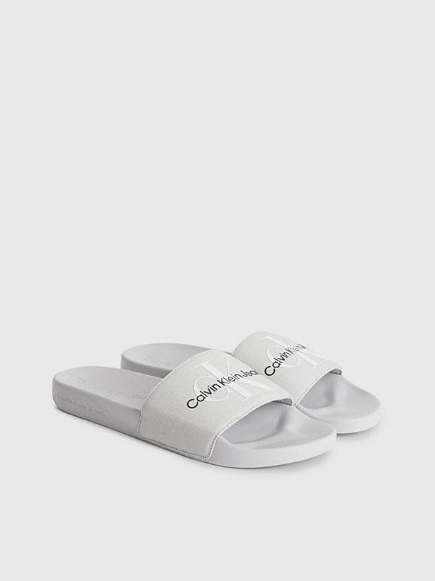 Grey Calvin Klein Recycled Canvas Sliders Men Slippers | RLHC-18725