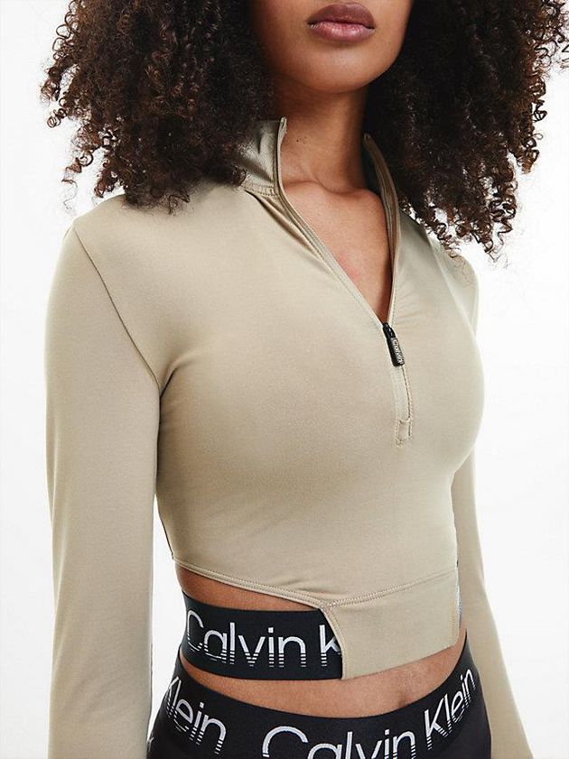 Grey Calvin Klein Recycled Cropped Gym Women Top | YZGK-54186
