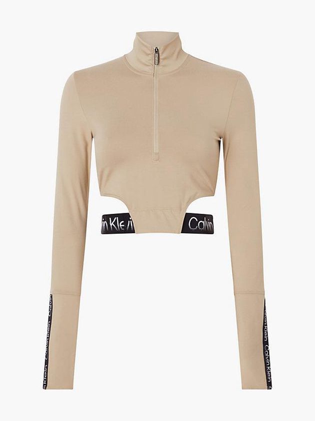 Grey Calvin Klein Recycled Cropped Gym Women Top | YZGK-54186