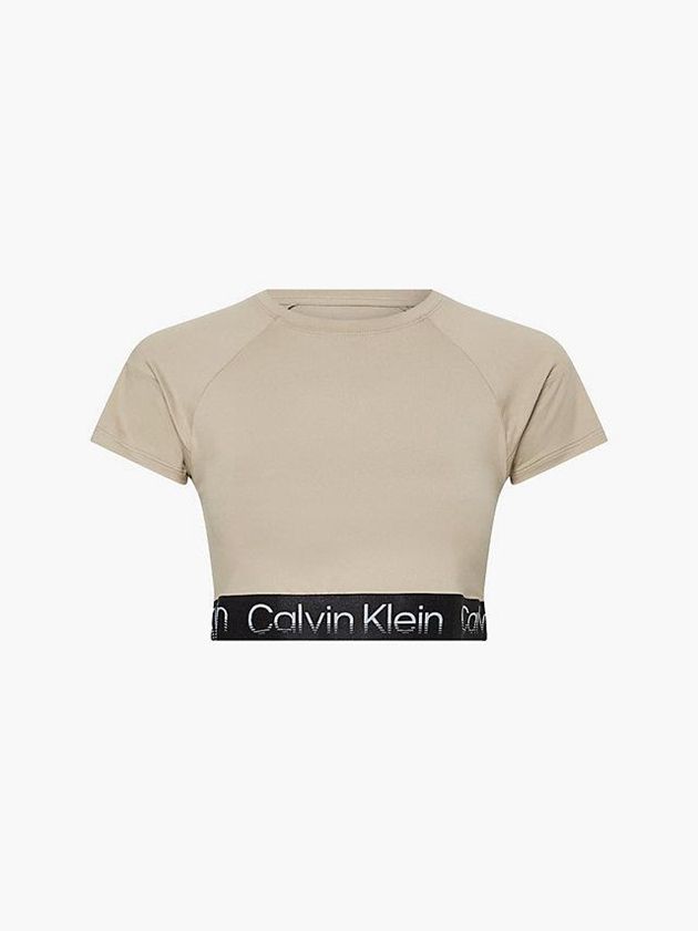Grey Calvin Klein Recycled Cropped Gym Women T-Shirt | APWV-05162
