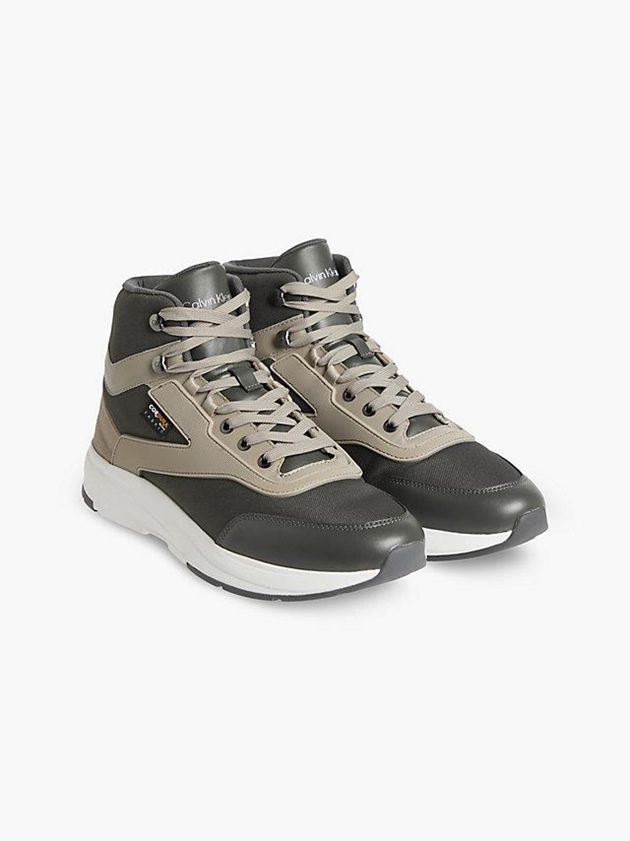Grey Calvin Klein Recycled High-Top Men Sneakers | QPRB-92804