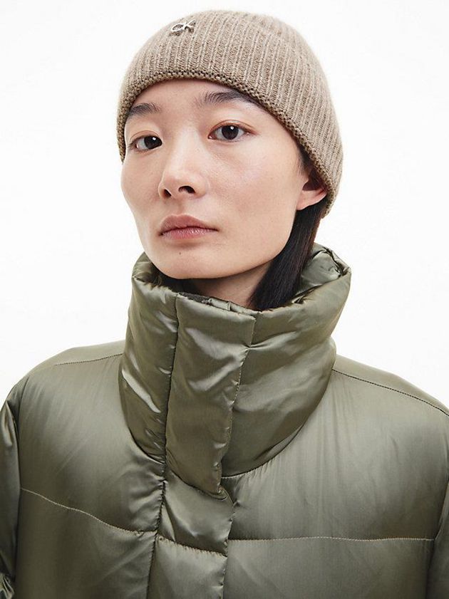 Grey Calvin Klein Recycled Knit Women Beanie | YNSX-57691