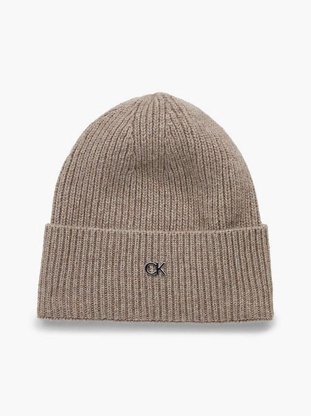 Grey Calvin Klein Recycled Knit Women Beanie | YNSX-57691