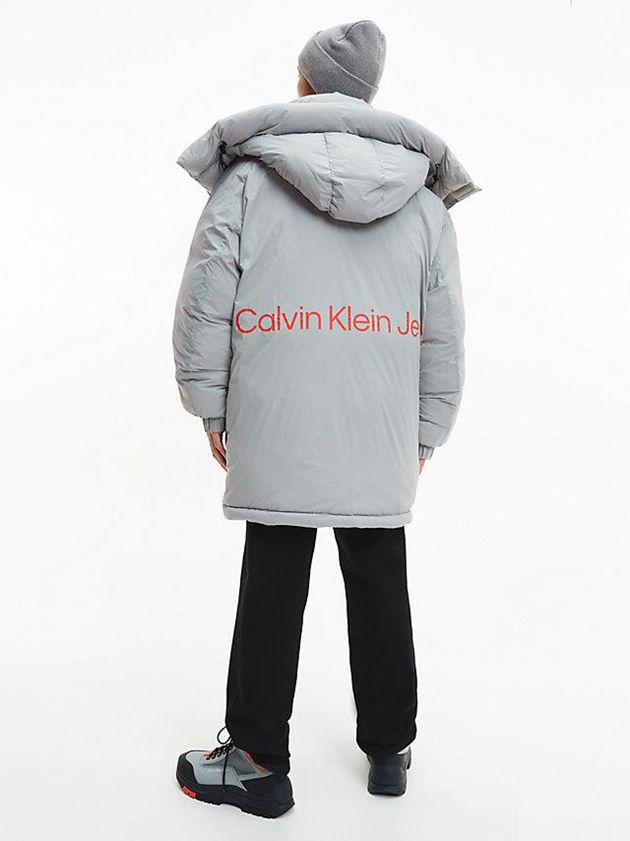Grey Calvin Klein Recycled Nylon Padded Parka Men Coat | FLTK-27681