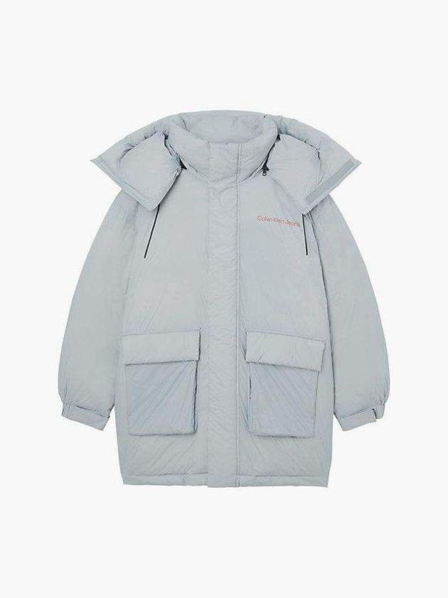 Grey Calvin Klein Recycled Nylon Padded Parka Men Coat | FLTK-27681