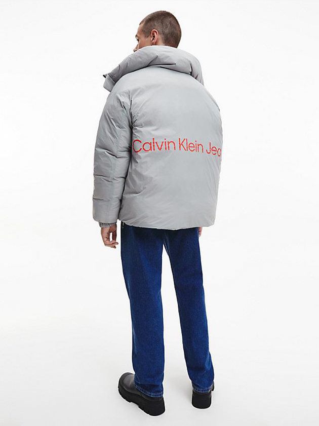 Grey Calvin Klein Recycled Nylon Puffer Men Jacket | FAHV-15824