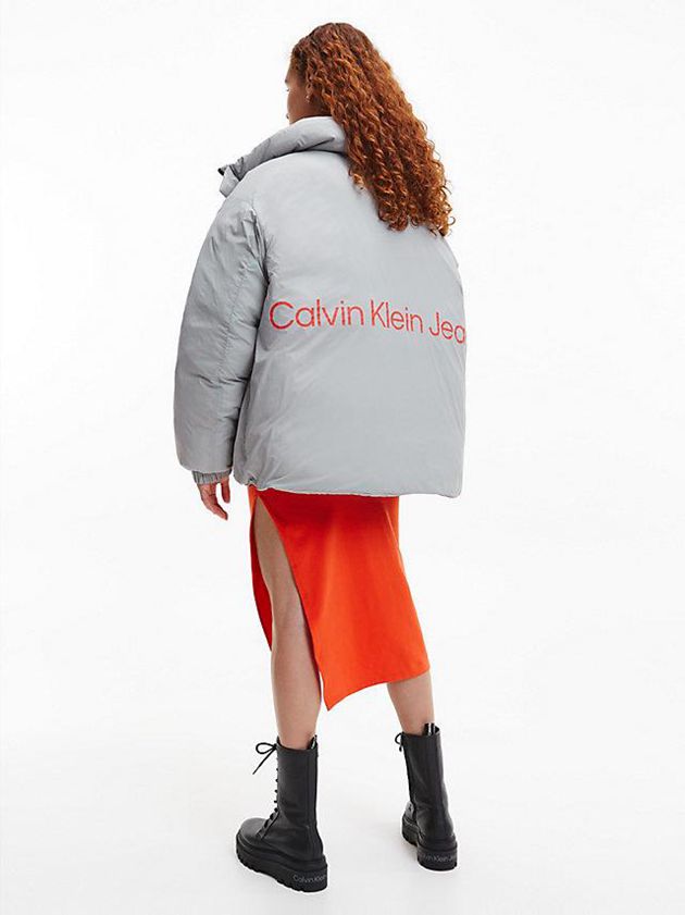 Grey Calvin Klein Recycled Nylon Puffer Men Jacket | FAHV-15824