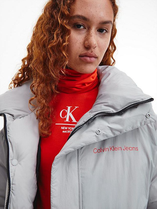 Grey Calvin Klein Recycled Nylon Puffer Men Jacket | FAHV-15824