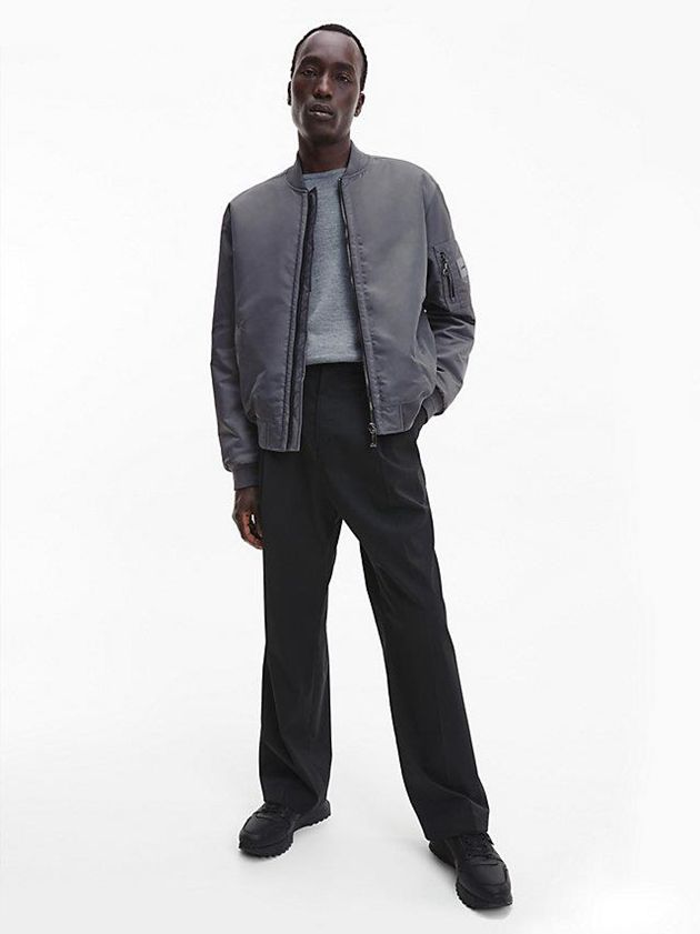 Grey Calvin Klein Recycled Sateen Bomber Men Jacket | OUIS-52364