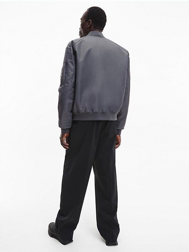 Grey Calvin Klein Recycled Sateen Bomber Men Jacket | OUIS-52364
