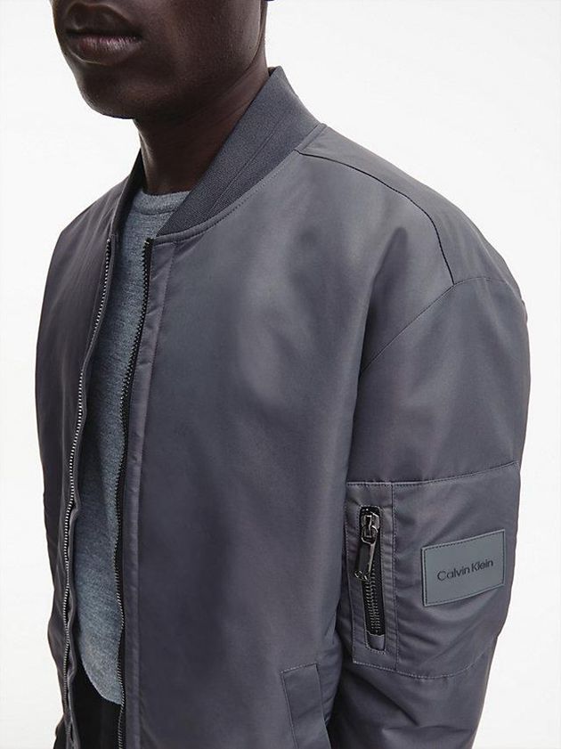 Grey Calvin Klein Recycled Sateen Bomber Men Jacket | OUIS-52364