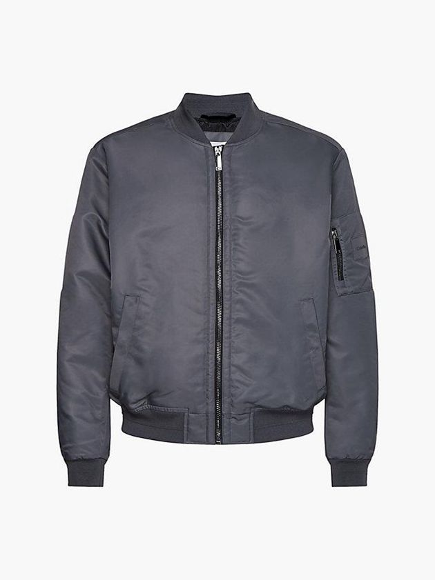 Grey Calvin Klein Recycled Sateen Bomber Men Jacket | OUIS-52364