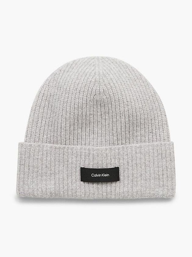Grey Calvin Klein Recycled Wool Blend Men Beanie | DRSH-52793