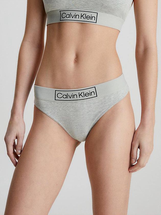 Grey Calvin Klein Reimagined Heritage Women Thong | EMKC-26345