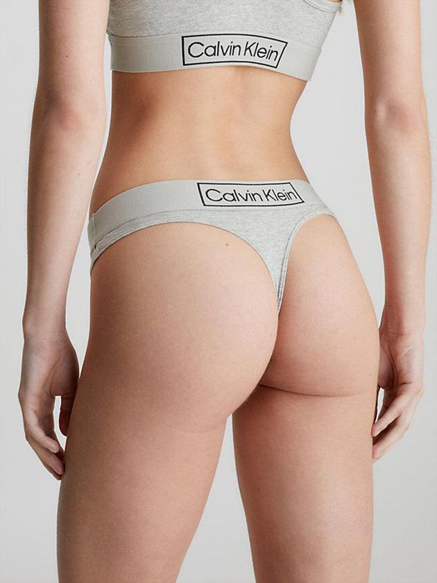Grey Calvin Klein Reimagined Heritage Women Thong | EMKC-26345