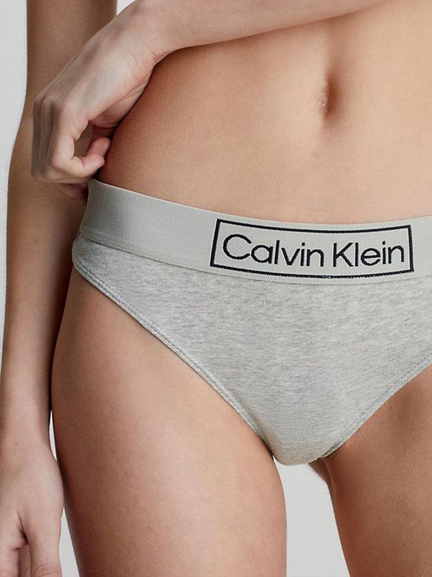 Grey Calvin Klein Reimagined Heritage Women Thong | EMKC-26345