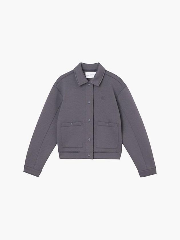 Grey Calvin Klein Relaxed Bonded Jersey Women Jacket | LAMI-63798