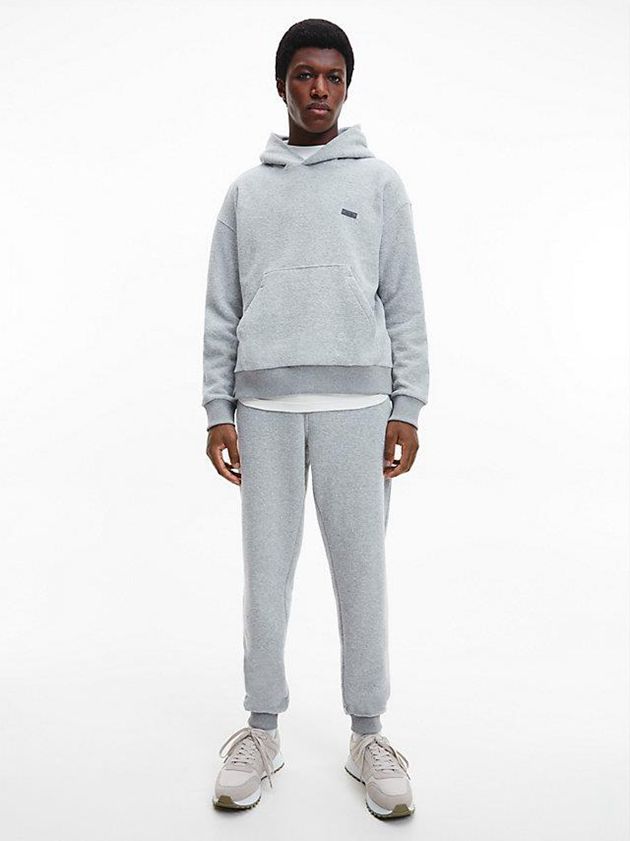 Grey Calvin Klein Relaxed Boucle Fleece Men Hoodie | NEZH-31549