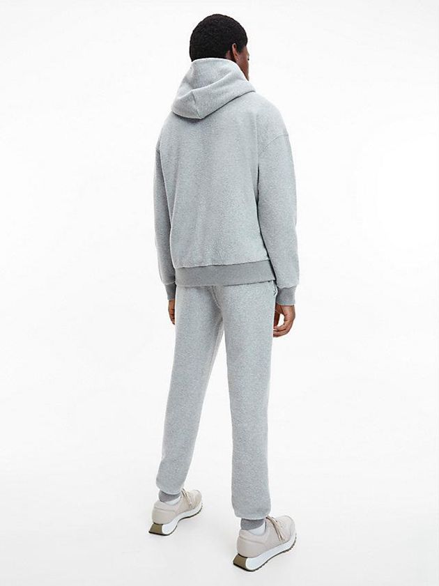 Grey Calvin Klein Relaxed Boucle Fleece Men Hoodie | NEZH-31549