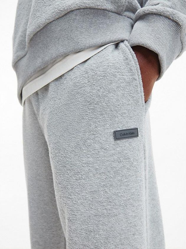 Grey Calvin Klein Relaxed Boucle Fleece Men Joggers | XQKV-50438