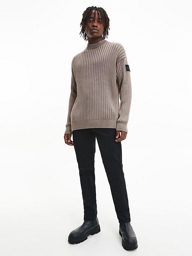 Grey Calvin Klein Relaxed Combed Cotton Jumper Men Sweater | CAYF-74691