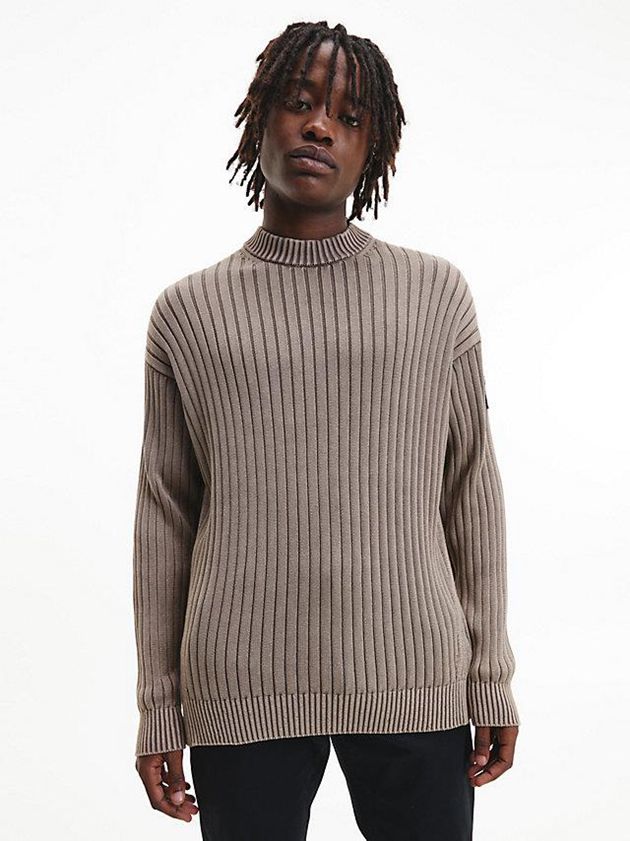Grey Calvin Klein Relaxed Combed Cotton Jumper Men Sweater | CAYF-74691