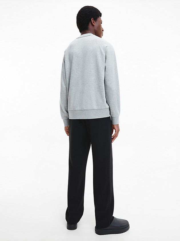 Grey Calvin Klein Relaxed Fleece Logo Men Sweatshirt | QMAJ-63472