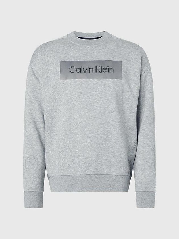 Grey Calvin Klein Relaxed Fleece Logo Men Sweatshirt | QMAJ-63472
