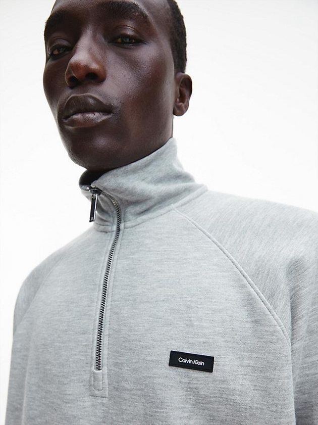 Grey Calvin Klein Relaxed High Neck Zip Men Sweatshirt | ALWK-32968