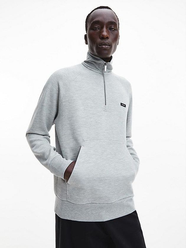 Grey Calvin Klein Relaxed High Neck Zip Men Sweatshirt | ALWK-32968