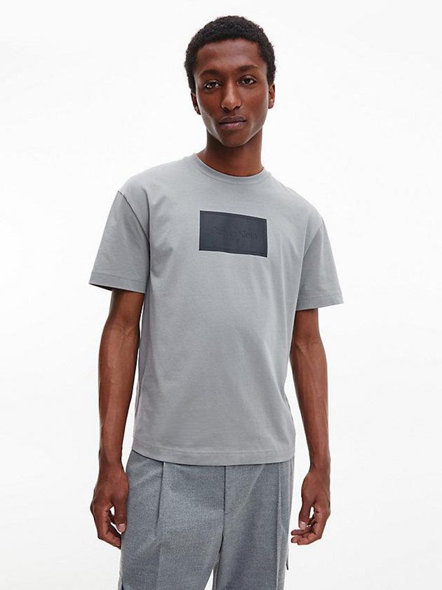 Grey Calvin Klein Relaxed Logo Men T-Shirt | ORXA-21457