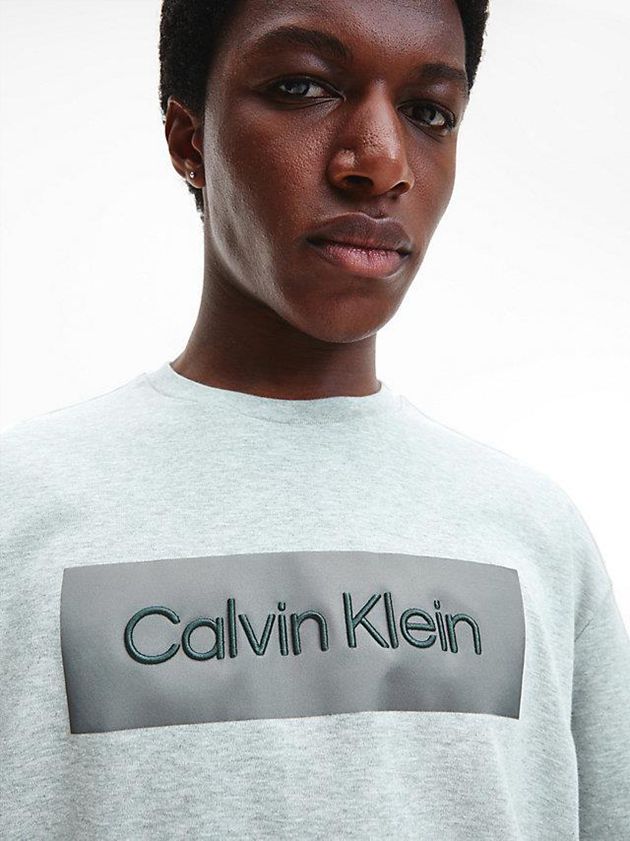 Grey Calvin Klein Relaxed Logo Men T-Shirt | YMKN-54089