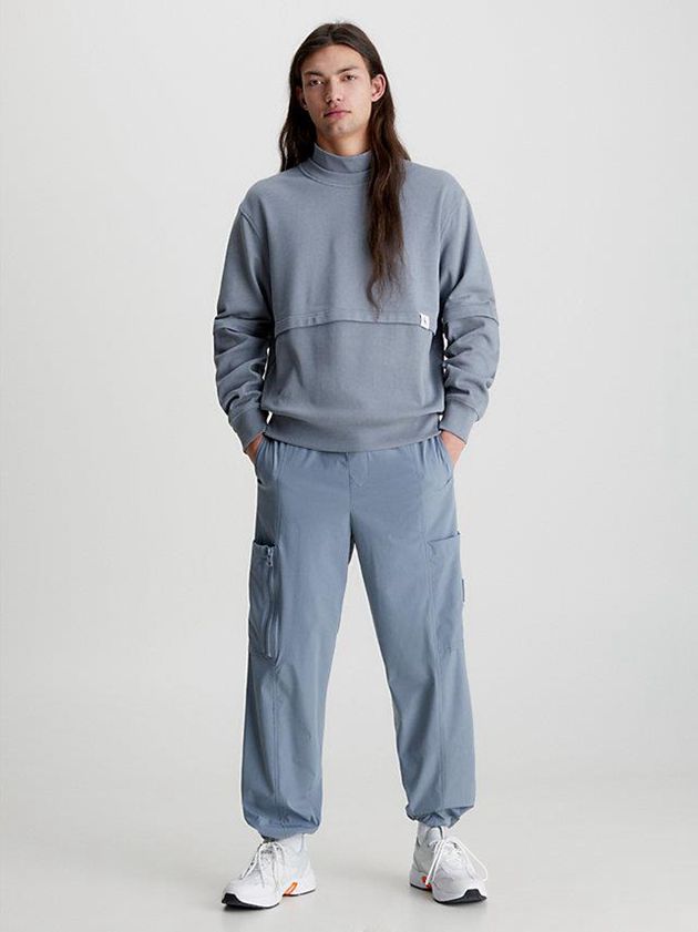 Grey Calvin Klein Relaxed Material Mix Men Sweatshirt | SPKX-58123