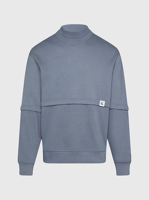 Grey Calvin Klein Relaxed Material Mix Men Sweatshirt | SPKX-58123