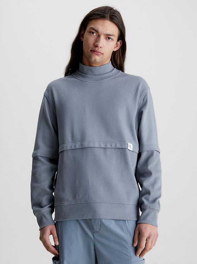 Grey Calvin Klein Relaxed Material Mix Men Sweatshirt | SPKX-58123