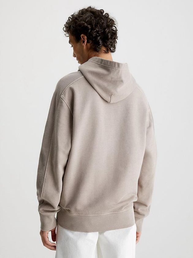 Grey Calvin Klein Relaxed Monogram Men Hoodie | BYEC-97023