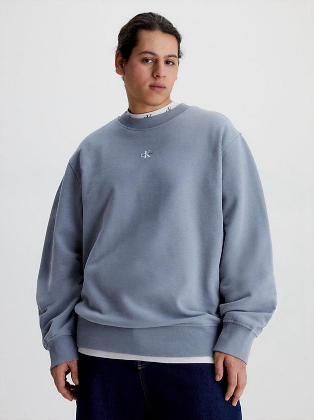 Grey Calvin Klein Relaxed Monogram Men Sweatshirt | TQAP-04178