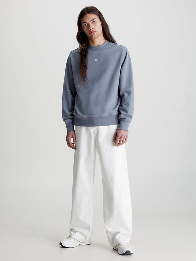 Grey Calvin Klein Relaxed Monogram Men Sweatshirt | TQAP-04178