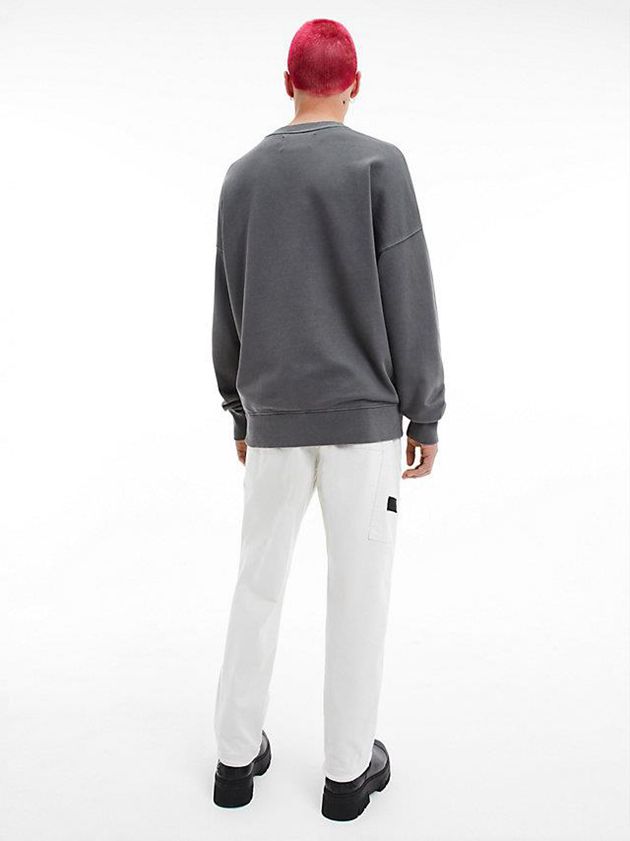 Grey Calvin Klein Relaxed Monogram Men Sweatshirt | RXYM-29081