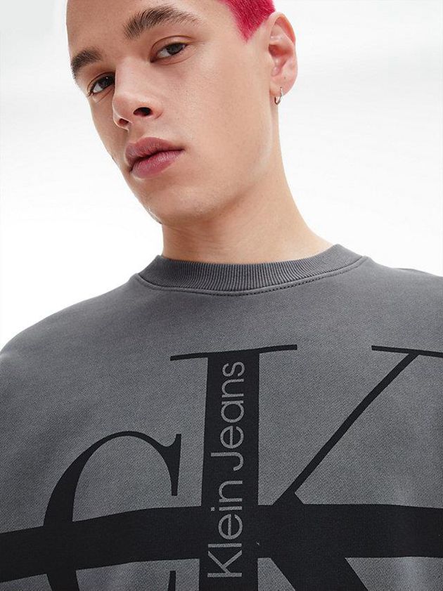 Grey Calvin Klein Relaxed Monogram Men Sweatshirt | RXYM-29081