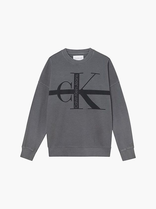 Grey Calvin Klein Relaxed Monogram Men Sweatshirt | RXYM-29081