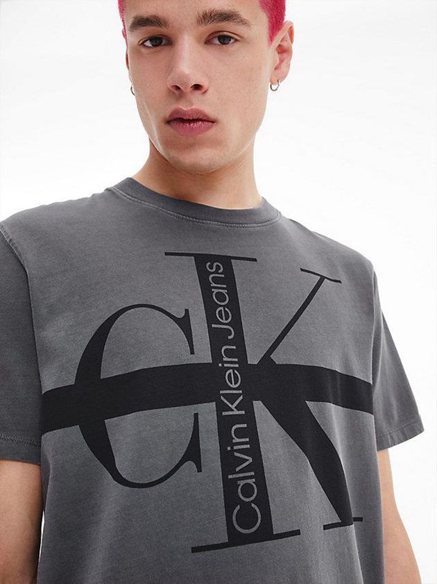 Grey Calvin Klein Relaxed Monogram Men T-Shirt | KCEJ-91823